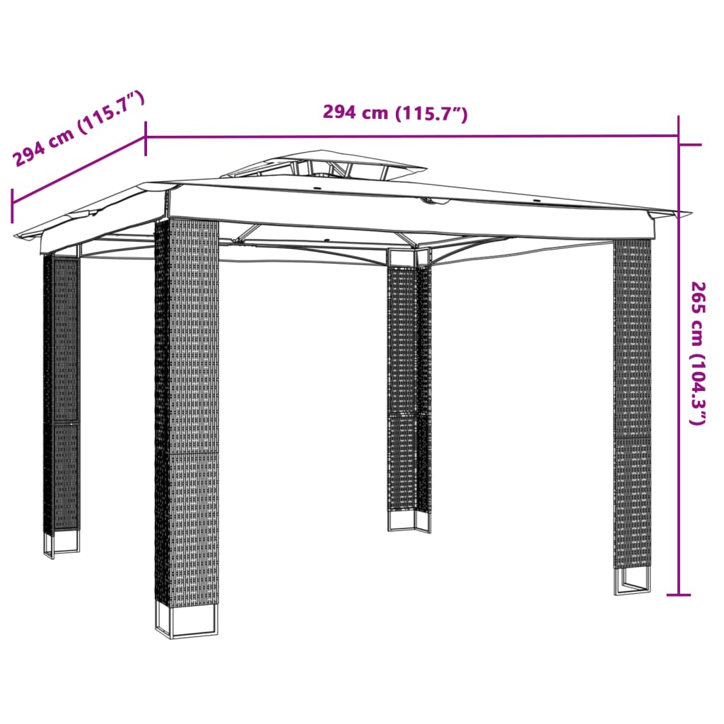 Krémszínű acél dupla tetős pavilon 2,94 x 2,94 m 8