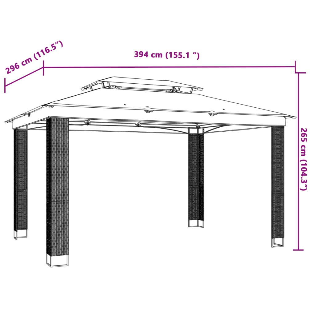 Krémszínű acél dupla tetős pavilon 3,94 x 2,96 m 8
