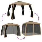 Tópszínű acél dupla tetős pavilon hálós falakkal 2,93 x 2,93 m 6