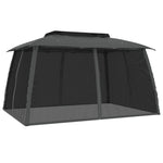 Antracit acél dupla tetős pavilon hálós falakkal 3,93 x 2,93 m 2