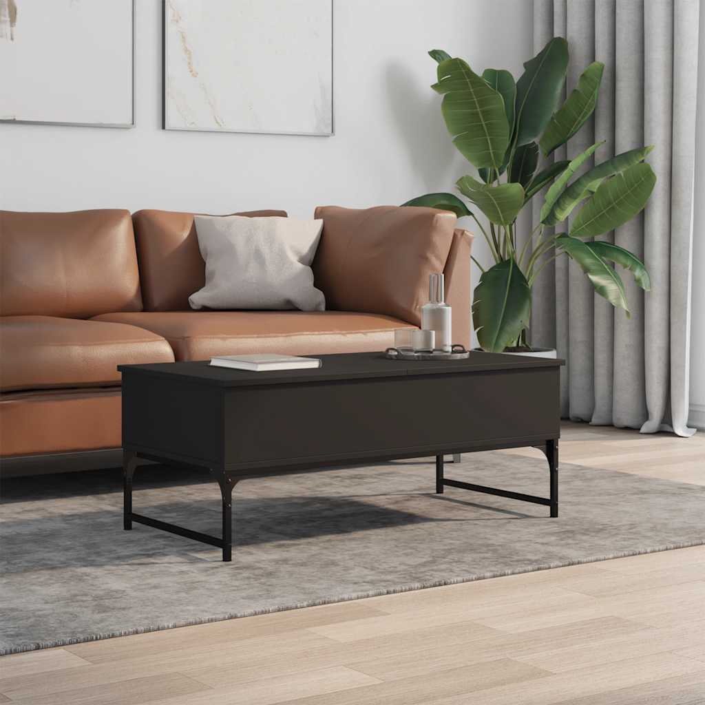 Fekete szerelt fa és fém dohányzóasztal 100 x 50 x 40 cm 3