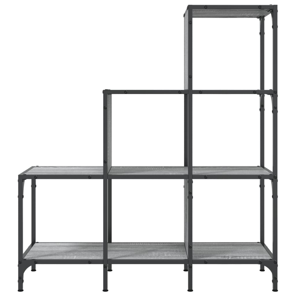 Szürke sonoma szerelt fa és fém könyvszekrény 92 x 30 x 102 cm 5