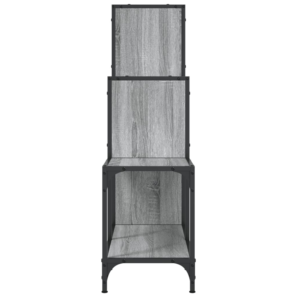 Szürke sonoma szerelt fa és fém könyvszekrény 92 x 30 x 102 cm 6