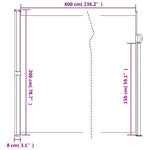 Fekete behúzható oldalsó napellenző 200 x 600 cm 10