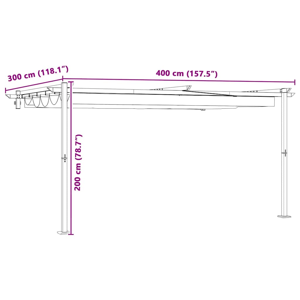 Pavilon 400 x 300 x 200 cm Antracitszürke Poliészter 11