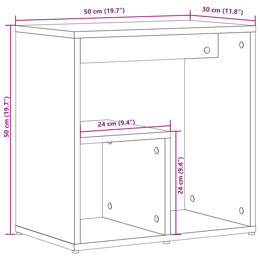 2 db betonszürke szerelt fa kisasztal 50x30x50 cm 11