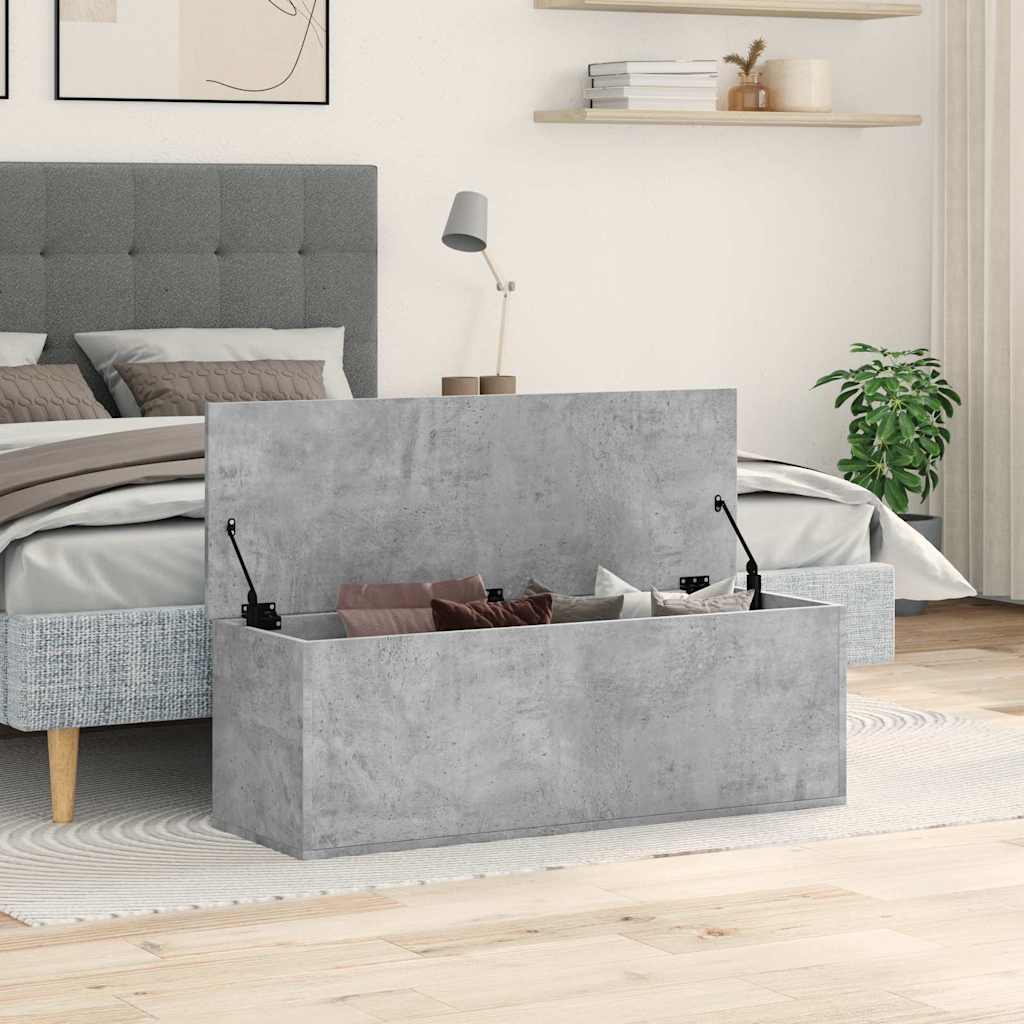 Betonszürke szerelt fa tárolóláda 102 x 35 x 35 cm 3