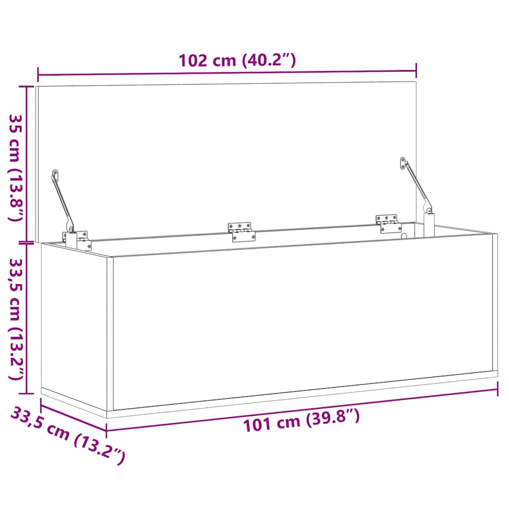 Betonszürke szerelt fa tárolóláda 102 x 35 x 35 cm 11