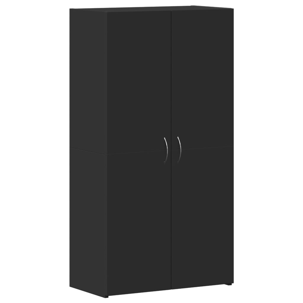 Fekete szerelt fa irattartó szekrény 60 x 32 x 115 cm 2