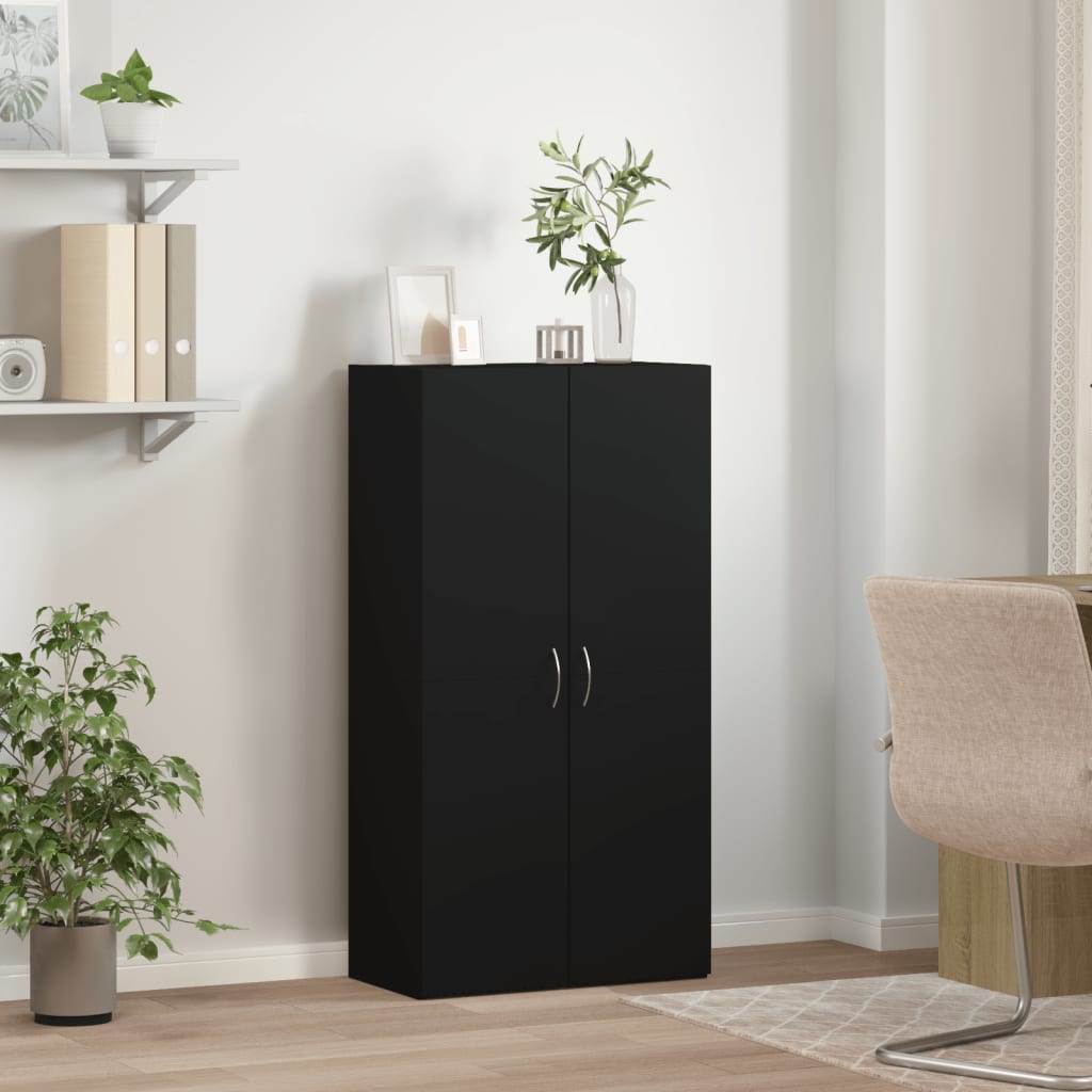 Fekete szerelt fa irattartó szekrény 60 x 32 x 115 cm 3