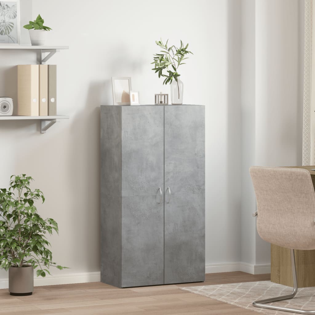 Betonszürke szerelt fa irattartó szekrény 60 x 32 x 115 cm 3