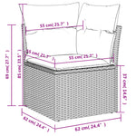 11 db fekete polyrattan kerti kanapégarnitúra párnákkal 10