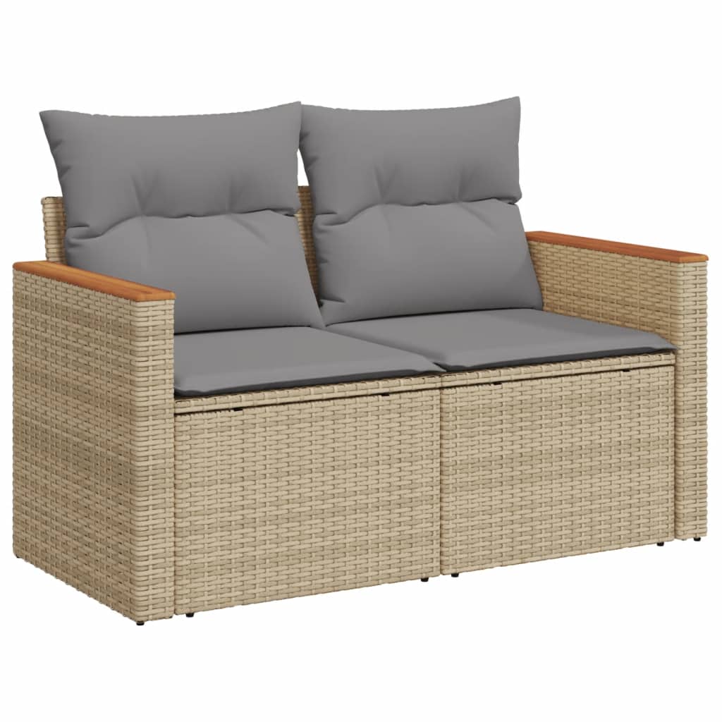 10 részes vegyes bézs polyrattan kerti ülőgarnitúra párnákkal 5