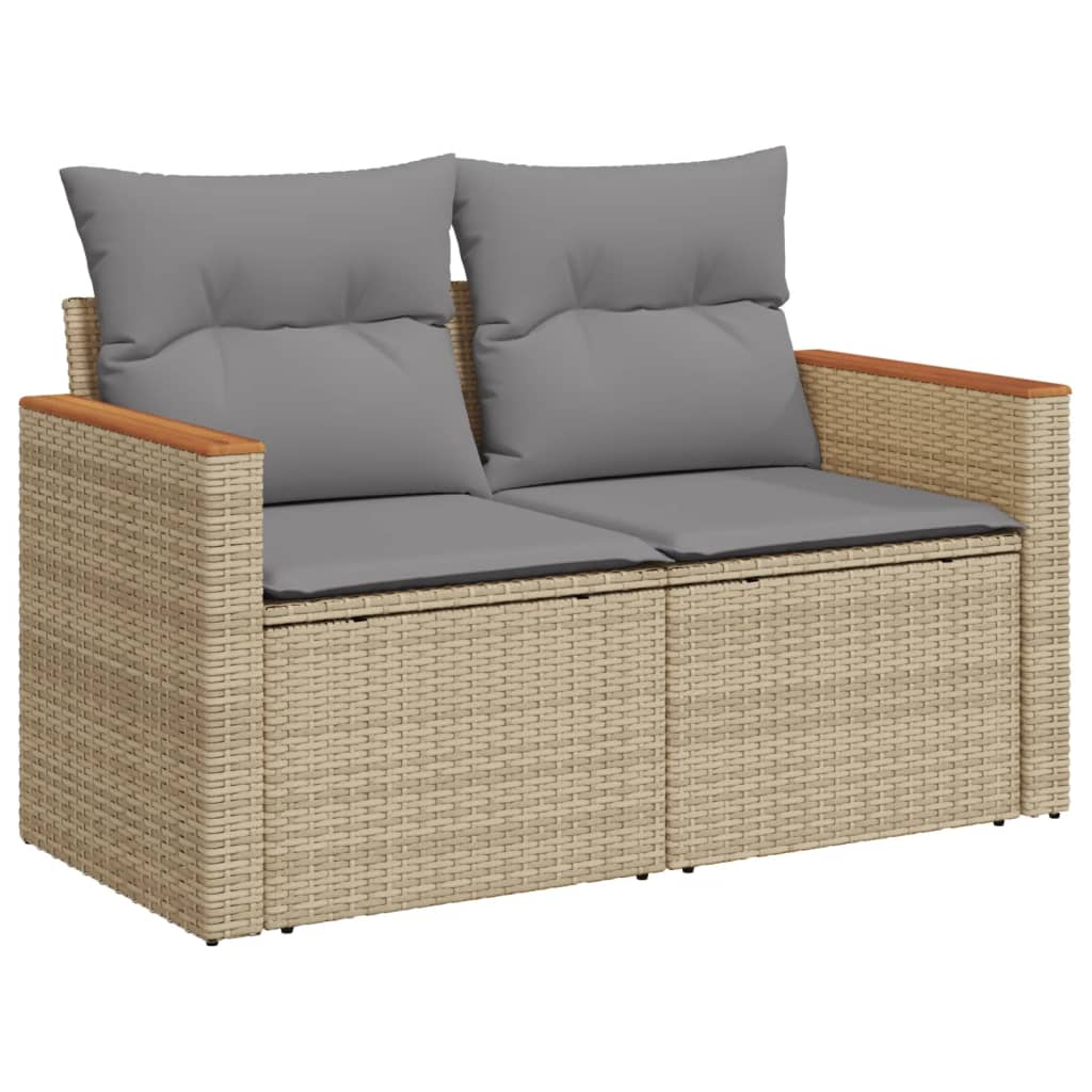 12 részes vegyes bézs polyrattan kerti ülőgarnitúra párnákkal 5