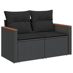6 részes fekete polyrattan kerti ülőgarnitúra párnákkal 5