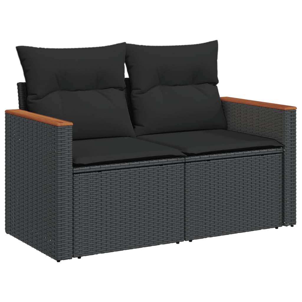 7 részes fekete polyrattan kerti ülőgarnitúra párnával 5