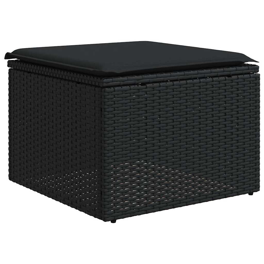 8 részes fekete polyrattan kerti ülőgarnitúra párnákkal 6
