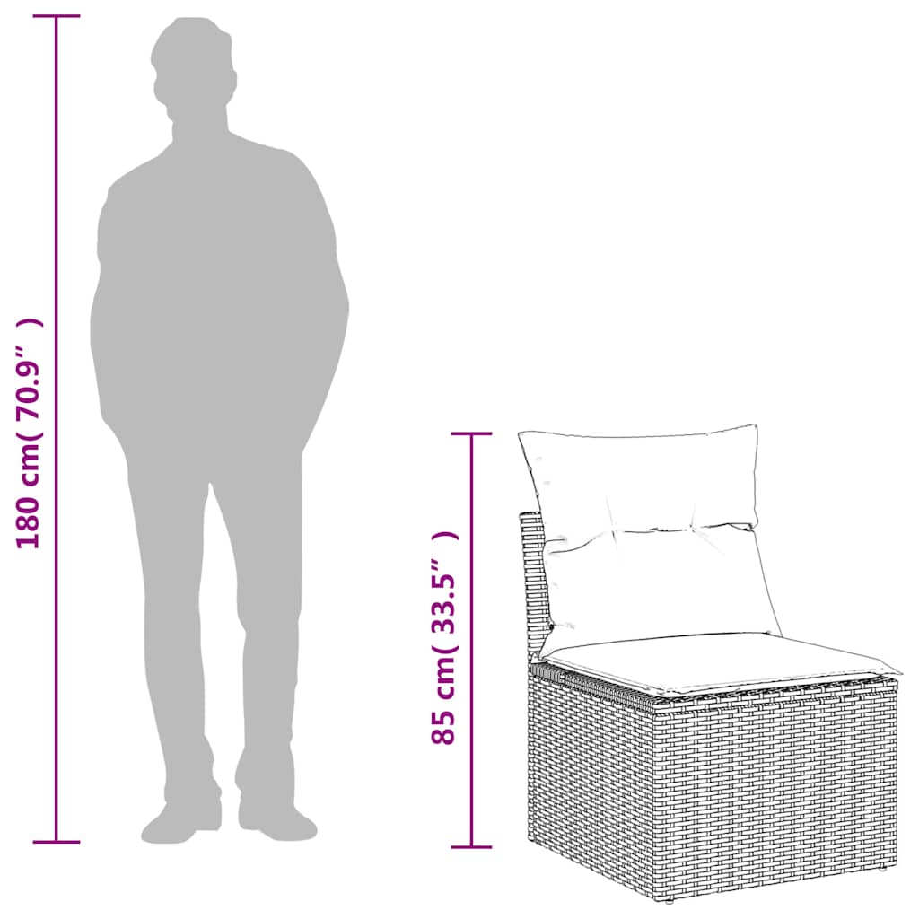 6 db szürke polyrattan kerti kanapégarnitúra párnákkal 11