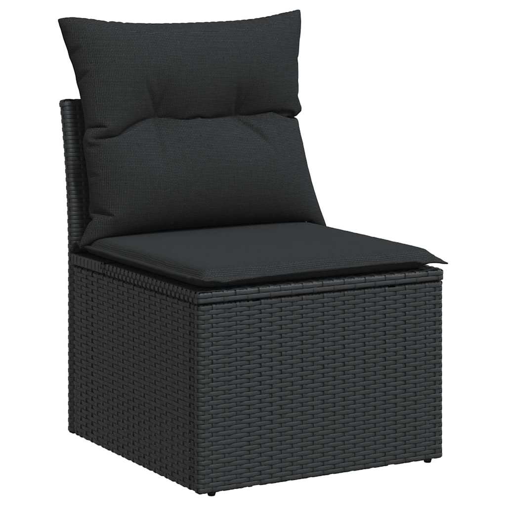 10 részes fekete polyrattan kerti ülőgarnitúra párnákkal 4