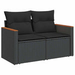10 részes fekete polyrattan kerti ülőgarnitúra párnákkal 5
