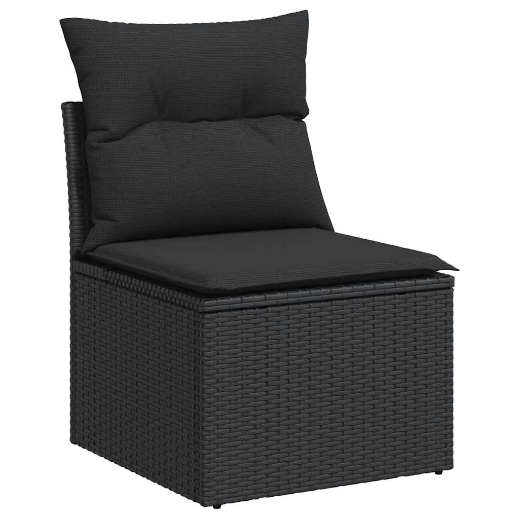 10 részes fekete polyrattan kerti ülőgarnitúra párnákkal 4