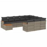 11 részes szürke polyrattan kerti ülőgarnitúra párnákkal 2