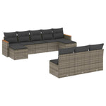 10 részes szürke polyrattan kerti ülőgarnitúra párnákkal 2