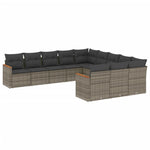 11 részes szürke polyrattan kerti ülőgarnitúra párnákkal 2