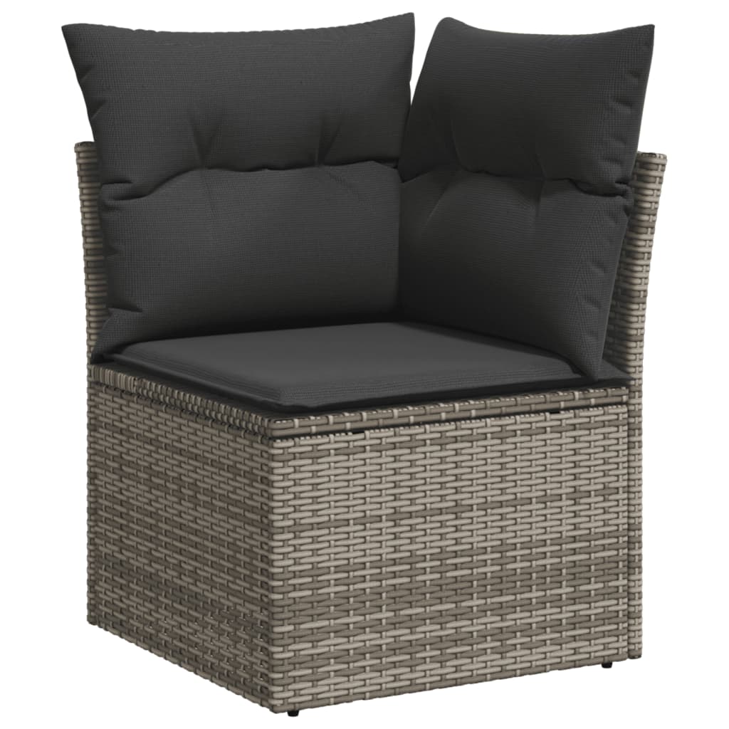 11 részes szürke polyrattan kerti ülőgarnitúra párnákkal 3