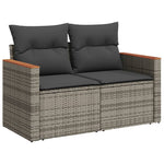 12 részes szürke polyrattan kerti ülőgarnitúra párnákkal 6