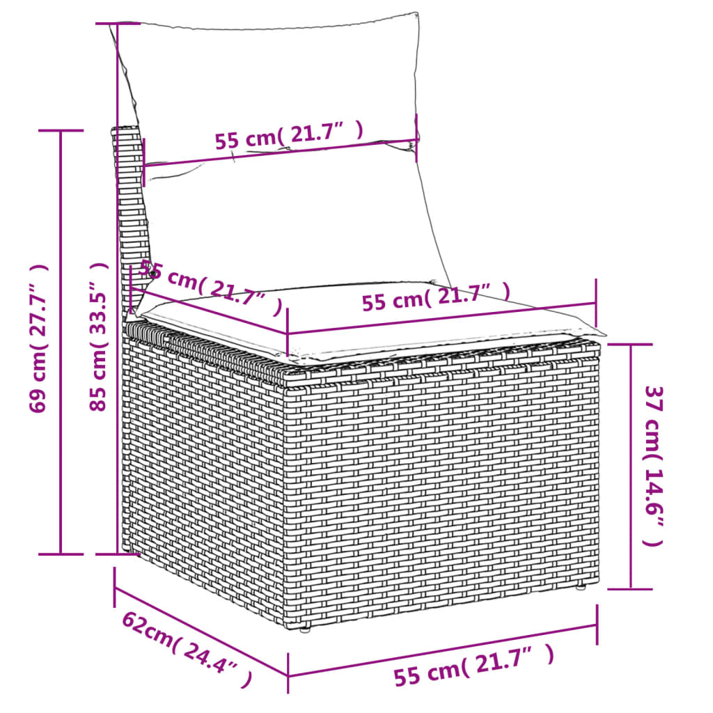 12 részes szürke polyrattan kerti ülőgarnitúra párnákkal 9