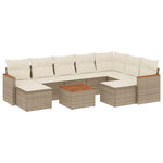 10 részes bézs polyrattan kerti ülőgarnitúra párnával 2