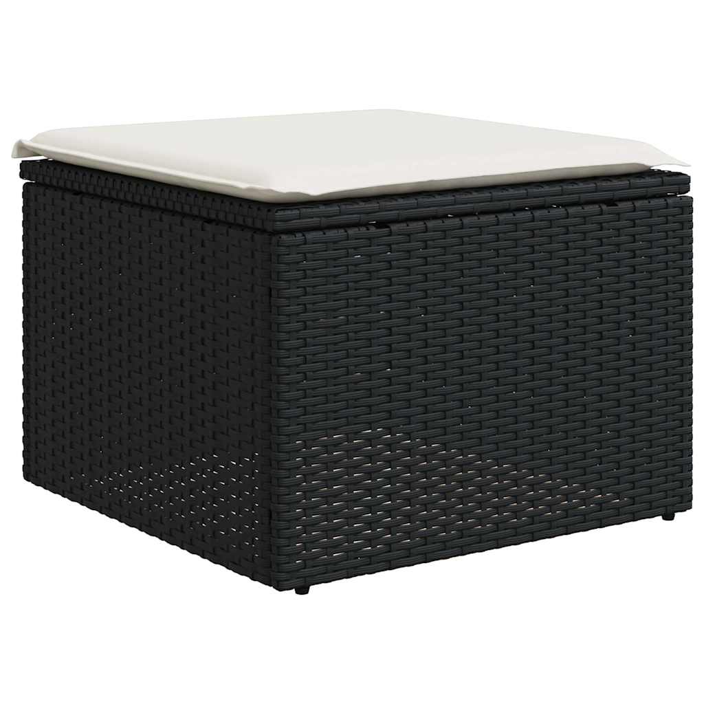 12 részes fekete polyrattan kerti ülőgarnitúra párnákkal 7
