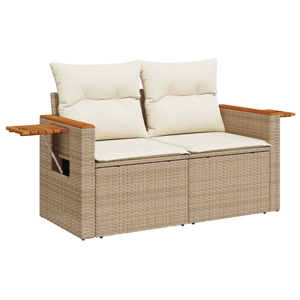 7 részes bézs polyrattan kerti ülőgarnitúra párnákkal 5