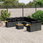 9 részes fekete polyrattan kerti ülőgarnitúra párnákkal