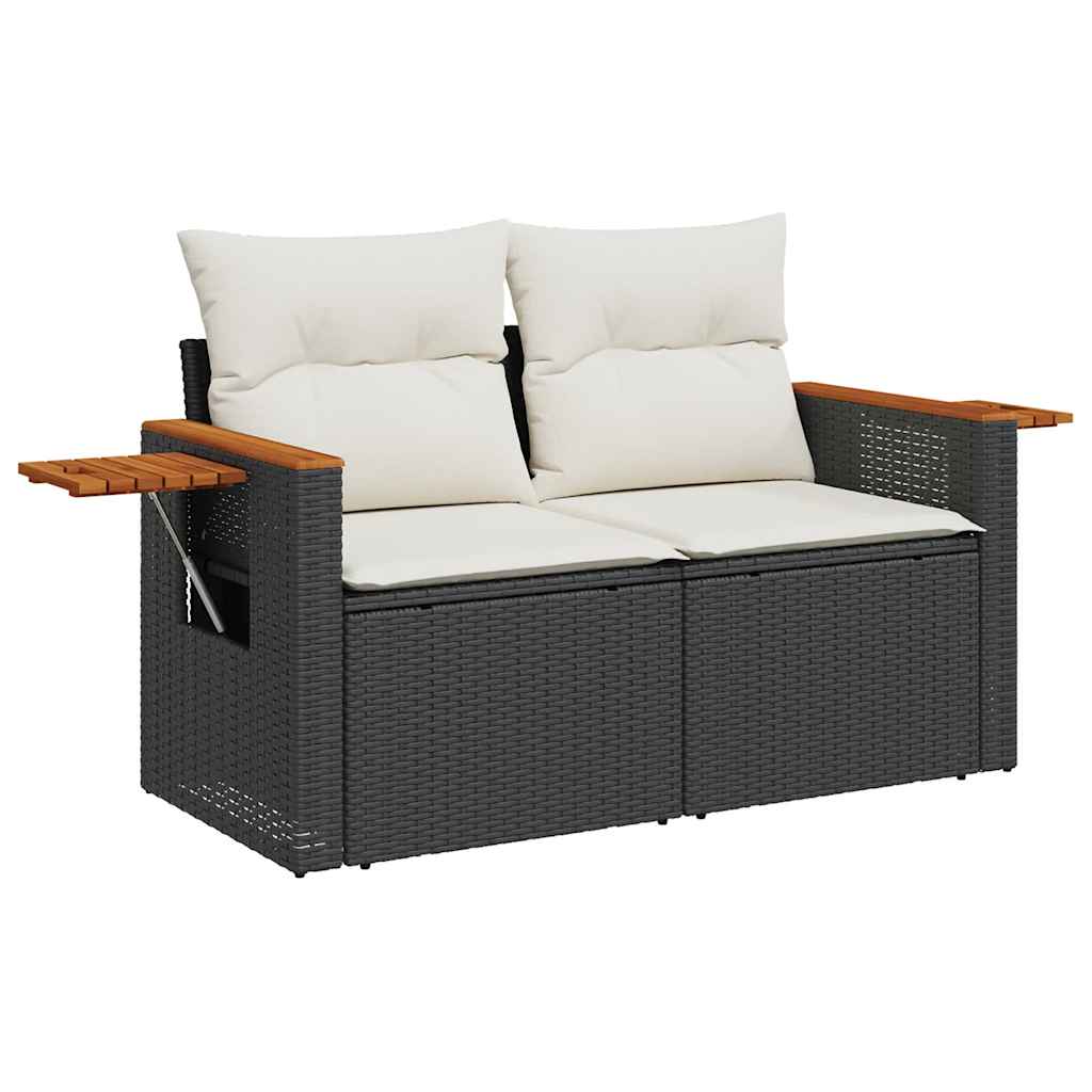 4 részes fekete polyrattan kerti ülőgarnitúra párnákkal 4