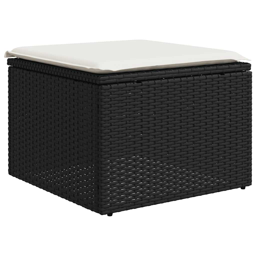 4 részes fekete polyrattan kerti ülőgarnitúra párnákkal 5
