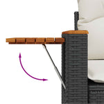 4 részes fekete polyrattan kerti ülőgarnitúra párnákkal 7