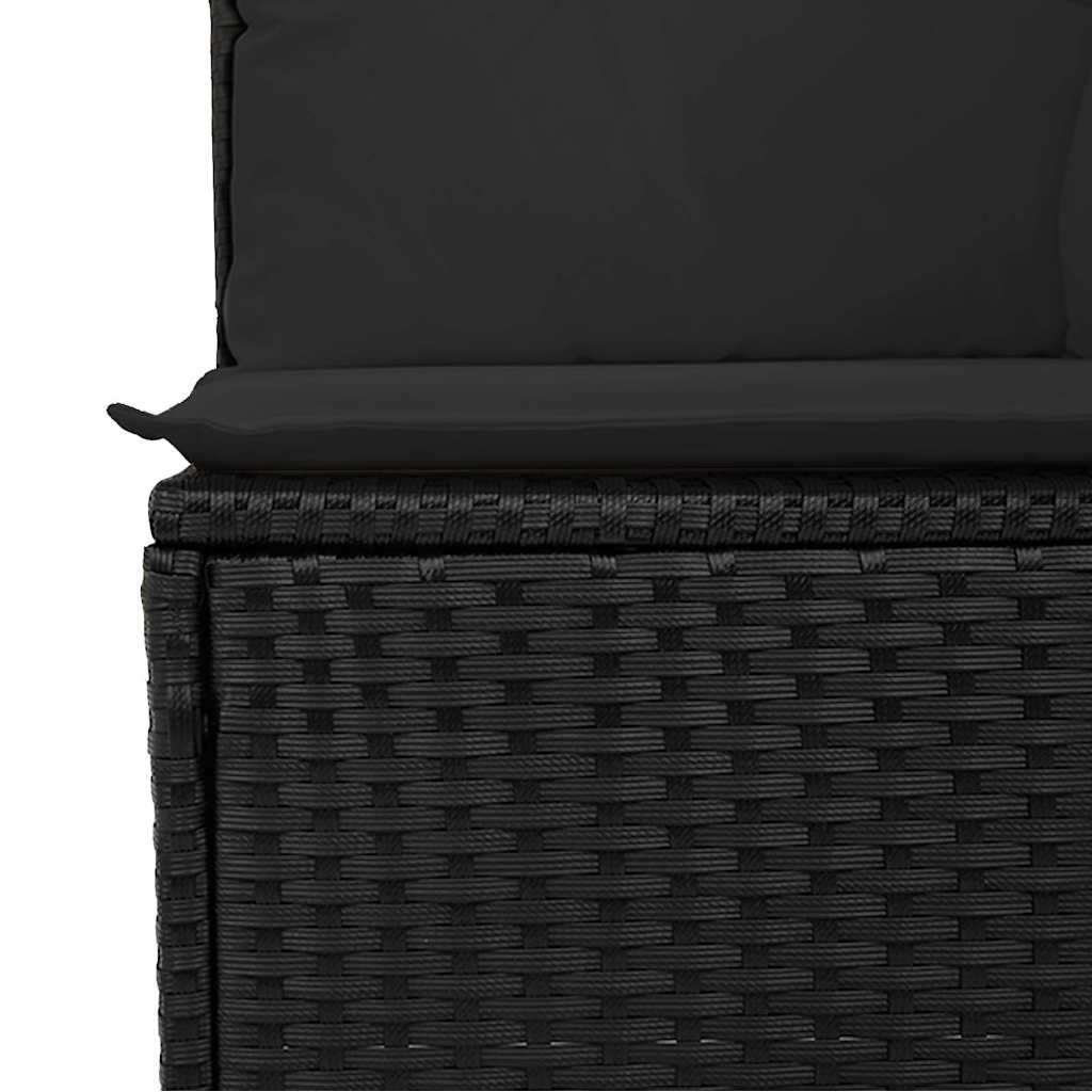 6 részes fekete polyrattan kerti ülőgarnitúra párnákkal 3