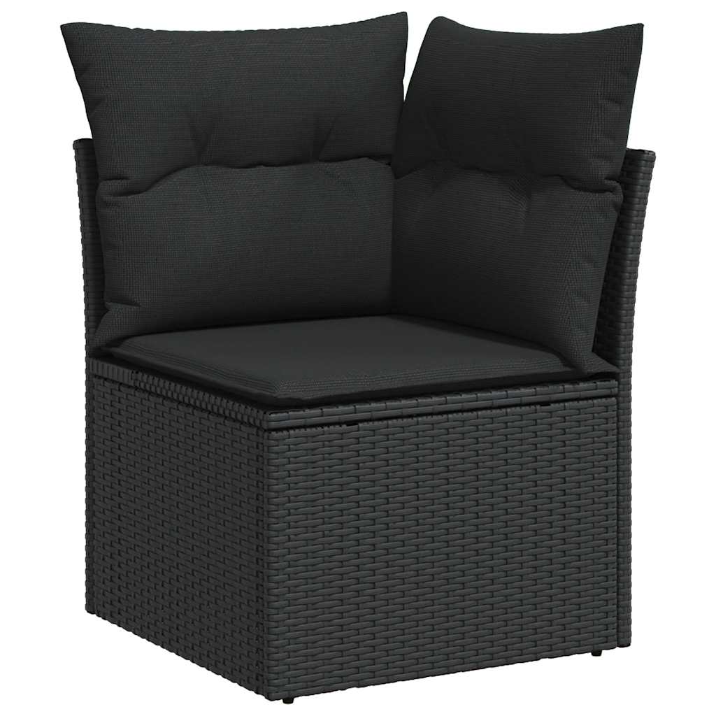 6 részes fekete polyrattan kerti ülőgarnitúra párnákkal 5