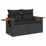6 részes fekete polyrattan kerti ülőgarnitúra párnákkal 6