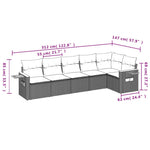 6 részes fekete polyrattan kerti ülőgarnitúra párnával 8