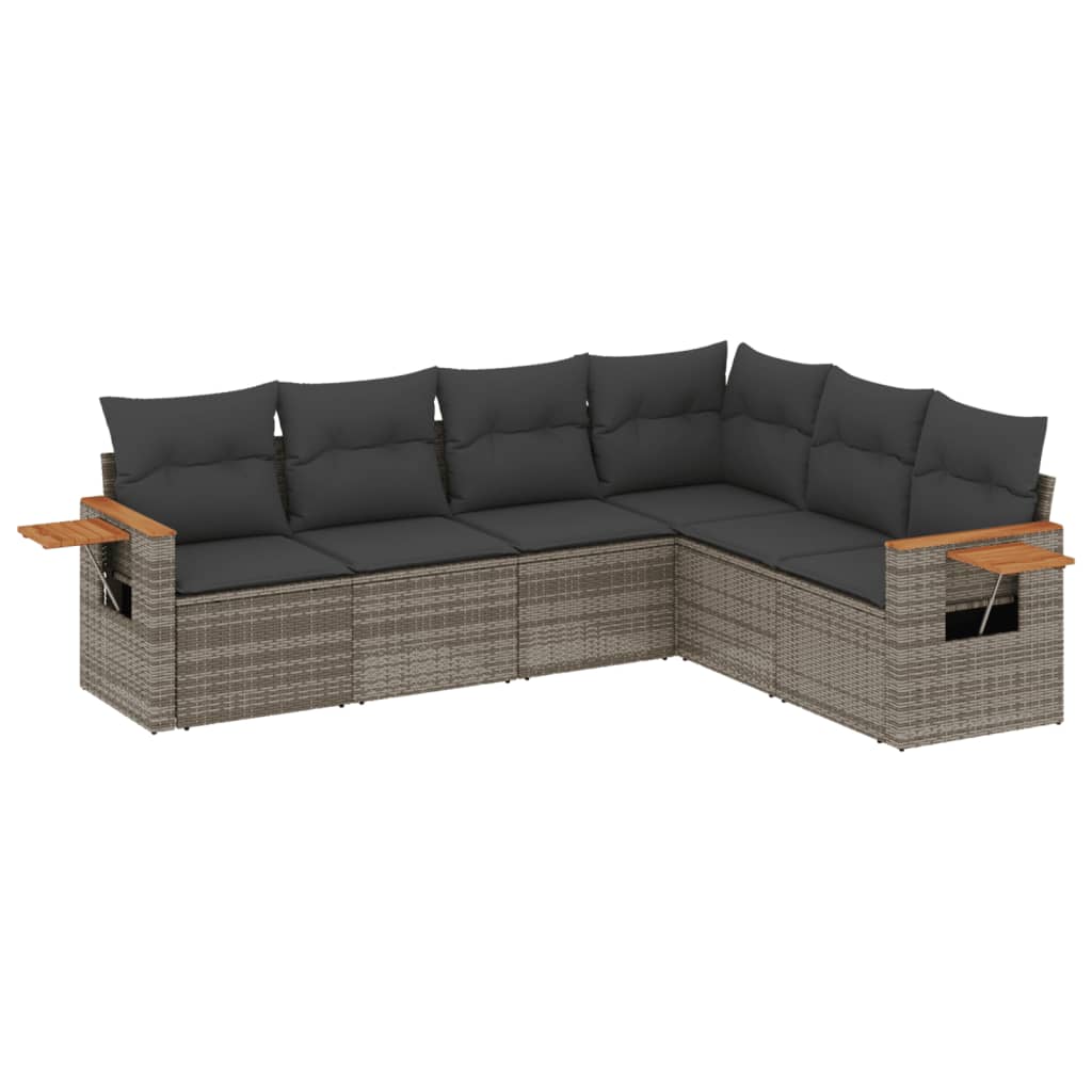 6 részes szürke polyrattan kerti ülőgarnitúra párnákkal 2