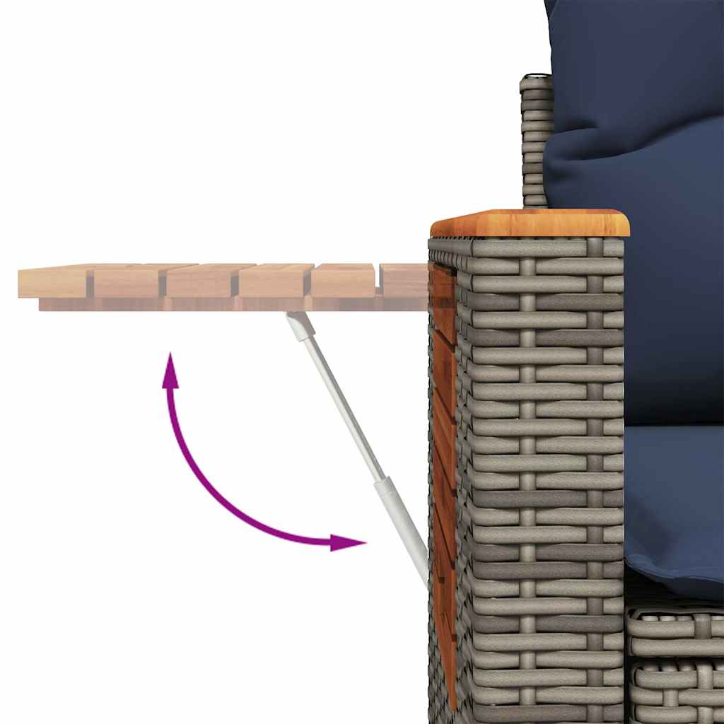 7 részes szürke polyrattan kerti ülőgarnitúra párnákkal 8