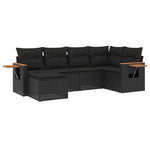 6 részes fekete polyrattan kerti ülőgarnitúra párnákkal 2
