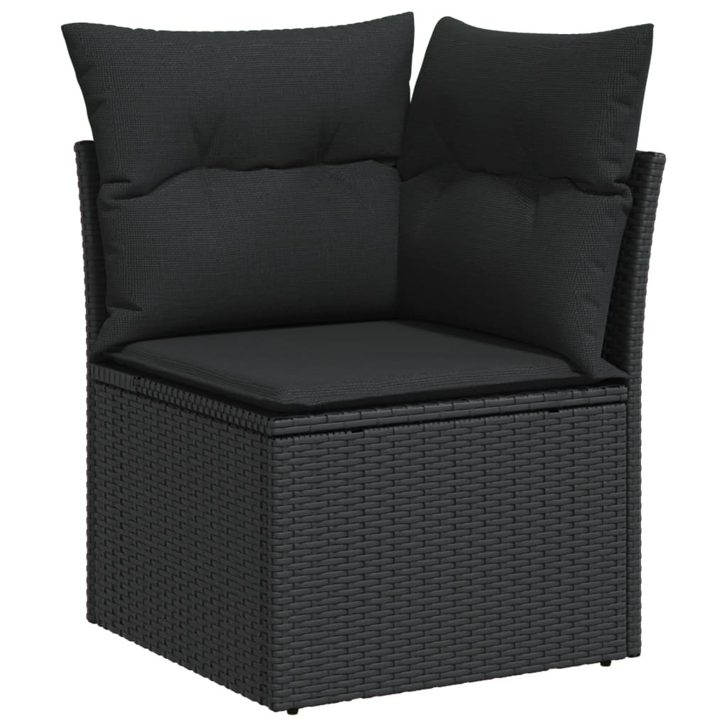 6 részes fekete polyrattan kerti ülőgarnitúra párnákkal 4