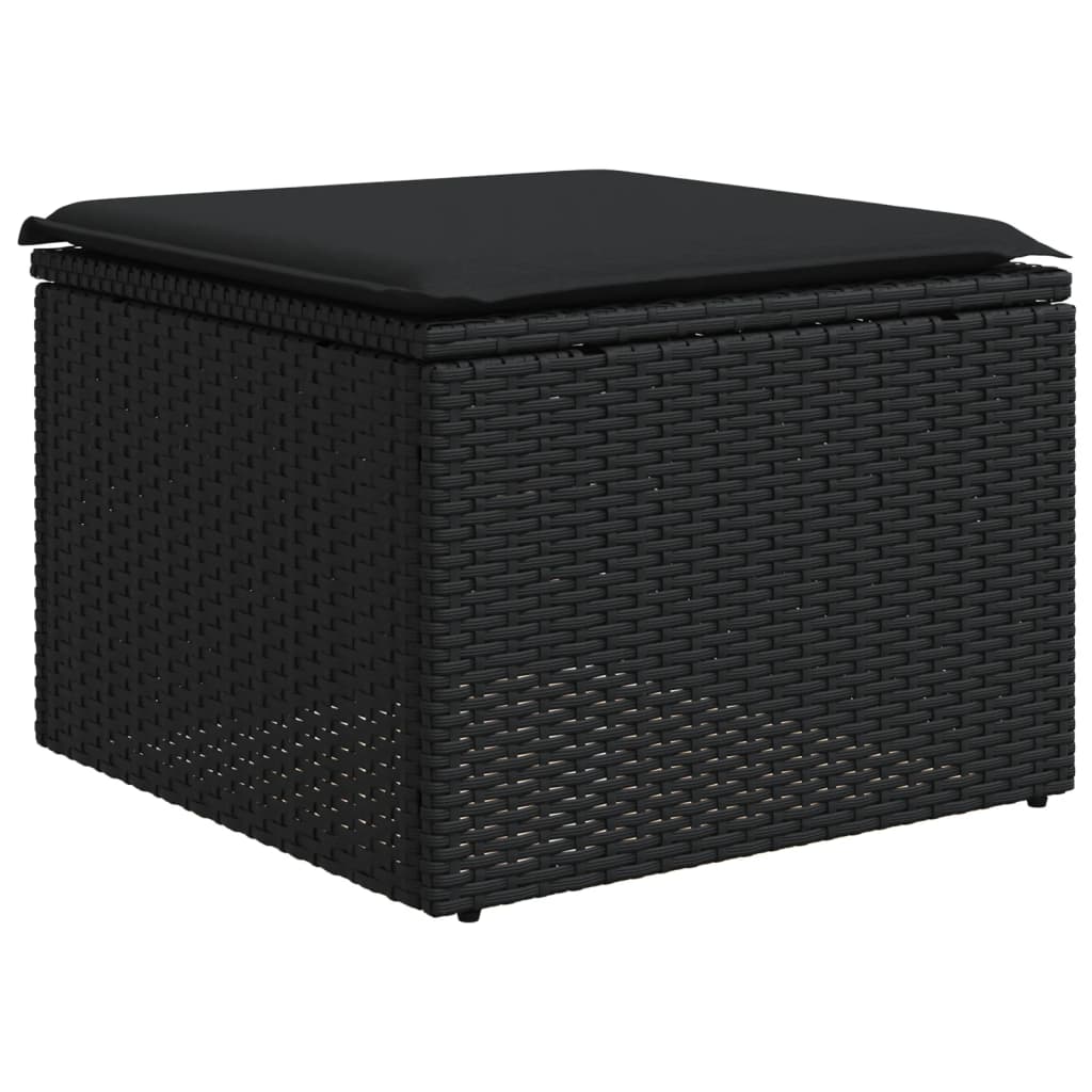 6 részes fekete polyrattan kerti ülőgarnitúra párnákkal 5
