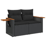 6 részes fekete polyrattan kerti ülőgarnitúra párnákkal 6