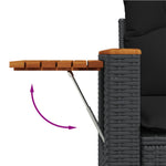 6 részes fekete polyrattan kerti ülőgarnitúra párnákkal 8