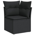 9 részes fekete polyrattan kerti ülőgarnitúra párnákkal 5